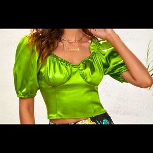 bright green crop top size medium